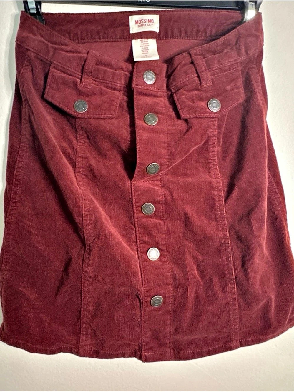 Mossimo Supply Co. Corduroy Button-Front Mini Skirt Burgundy Size 2